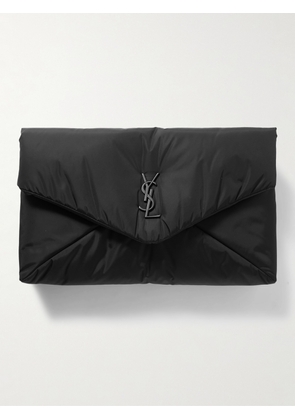 SAINT LAURENT - Cassandre Logo-Appliquéd Padded Shell Pouch - Men - Black