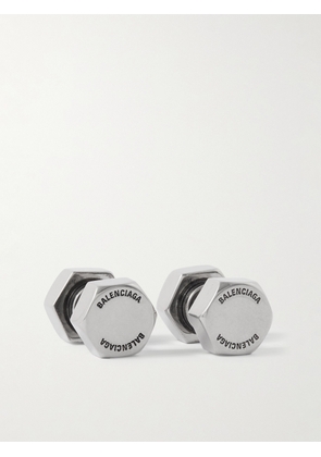 Balenciaga - Double Screw Antiqued Silver-Tone Earrings - Men - Silver