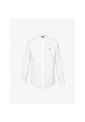 Mens Polo Ralph Lauren Long-Sleeved Logo-Embroidered Custom-Fit Stretch Cotton-Poplin Shirt