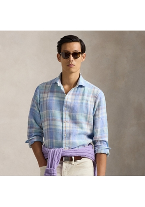 Classic Fit Plaid Slub Linen Shirt