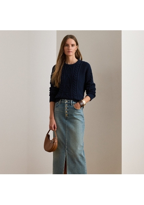 Denim Pencil Midi Skirt