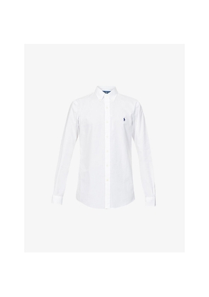 Mens Polo Ralph Lauren Long-Sleeved Logo-Embroidered Slim-Fit Stretch Cotton-Poplin Shirt