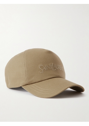 SAINT LAURENT - Logo-Embroidered Cotton and Linen-Blend Gabardine Baseball Cap - Men - Neutrals - 57