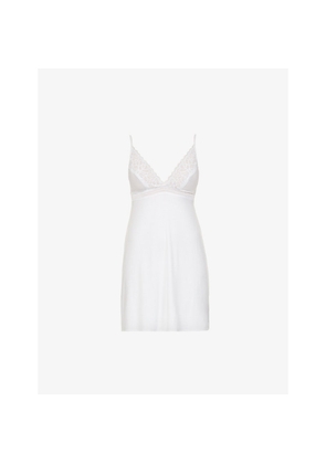 Womens Wacoal Raffine Lace-Trim Stretch-Jersey Chemise