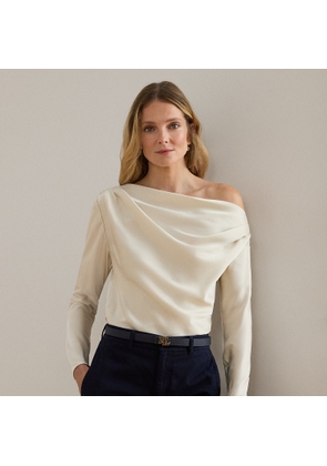 Satin Charmeuse Off-the-Shoulder Blouse