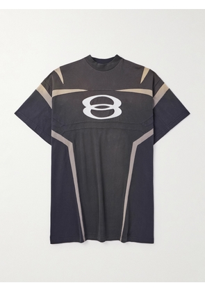 Balenciaga - Oversized Logo-Embroidered Cotton-Jersey T-Shirt - Men - Black - 1