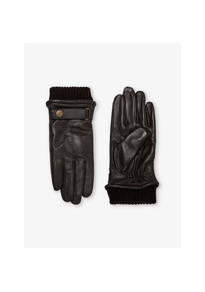 Mens Dents Touch Leather and Wool-Blend Touchscreen Gloves