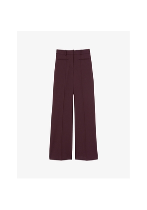 Womens Reiss Claude Pinched-Seam Flared-Leg High-Rise Stretch-Woven Trousers