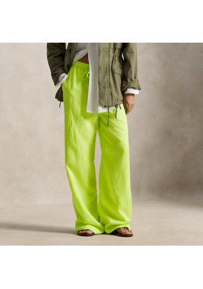 Twill Drawstring Wide-Leg Trousers