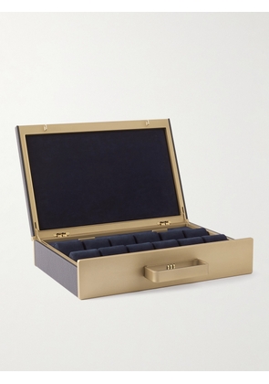 Charles Simon - Mackenzie Full-Grain Leather 12-Piece Travel Watch Case - Men - Blue