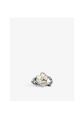 Womens Shaun Leane Cherry Blossom Sterling Silver and Diamond Ring