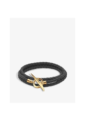Womens Shaun Leane Quill Leather and Yellow Gold-Plated Vermeil Silver Wrap Bracelet