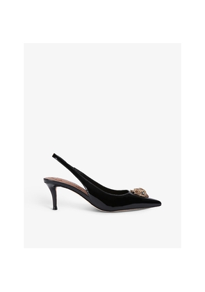 Womens Kurt Geiger London Belgravia Crystal-Embellished Eagle-Head Patent Sling Back Sandals