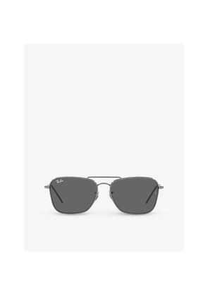 Ray-Ban Rbr0102S Caravan Reverse Square-Frame Gunmetal Sunglasses
