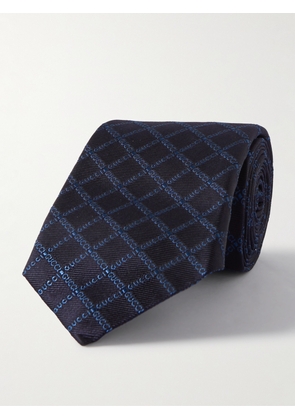Gucci - 7cm Logo-Jacquard Silk-Twill Tie - Men - Blue