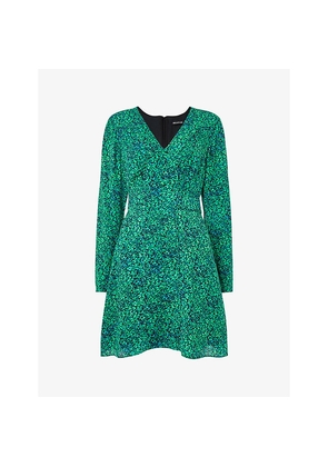Womens Whistles Lori Floral-Print Long-Sleeve Woven Mini Dress