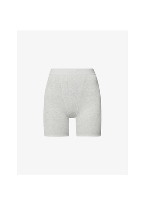 Womens Skims Ribbed High-Rise Stretch-Cotton Boxer Shorts