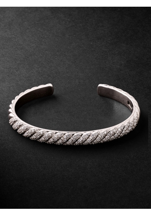 David Yurman - Sculpted Cable 18-Karat White Gold Diamond Cuff - Men - Silver