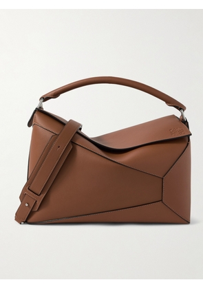 LOEWE - Puzzle Edge Large Logo-Debossed Full-Grain Leather Messenger Bag - Men - Brown