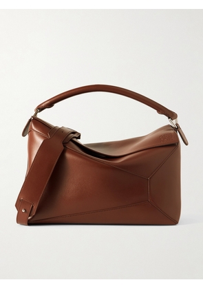LOEWE - Puzzle Edge Large Logo-Debossed Leather Messenger Bag - Men - Brown