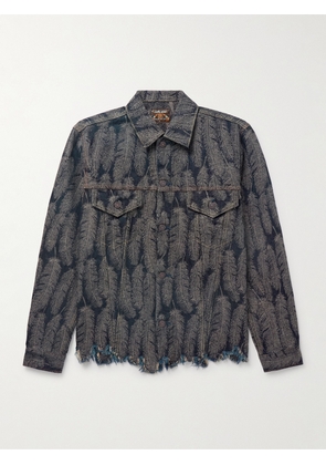 KAPITAL - Magpie Distressed Denim-Jacquard Jacket - Men - Gray - 2