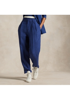 Pleated Linen Tapered Trouser