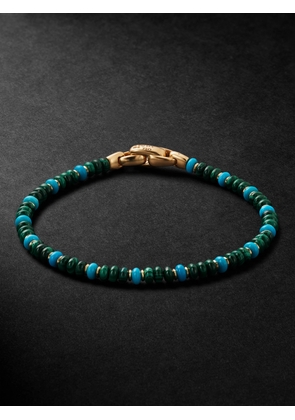 David Yurman - Spiritual Beads 18-Karat Gold, Malachite and Turquoise Beaded Bracelet - Men - Blue