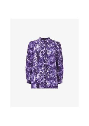 Womens Whistles Abstract Leopard-Print Regular-Fit Woven Shirt