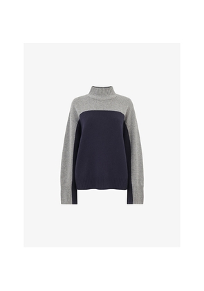 Womens Whistles Colour-Block Relaxed-Fit Wool Jumper