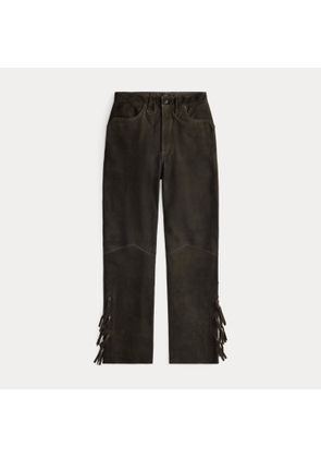 Fringe-Trim Suede Western Trousers