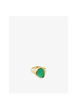 Womens Monica Vinader Rio Recycled 18ct Yellow Gold-Plated Vermeil Sterling-Silver and Green Onxy Signet Ring