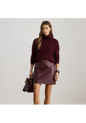Buckle-Trim Lambskin Pencil Miniskirt