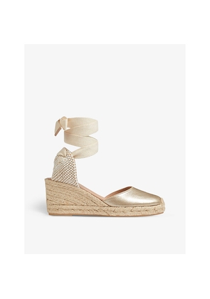 Womens LK Bennett Maureen Metallic-Leather Espadrille Wedges