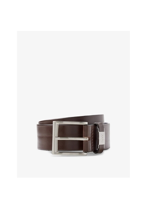 Mens Business Logo-Embossed Buckle Leather Belt