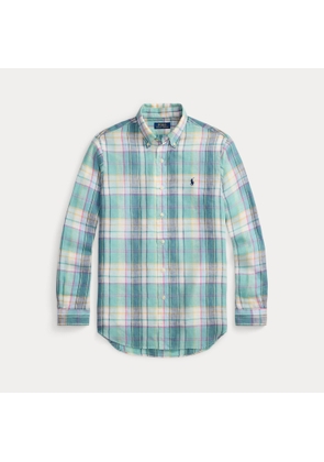 Custom Fit Plaid Linen Shirt