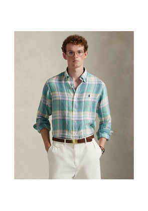 Custom Fit Plaid Linen Shirt