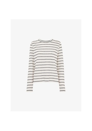 Womens Whistles Striped Round-Neck Cotton Top