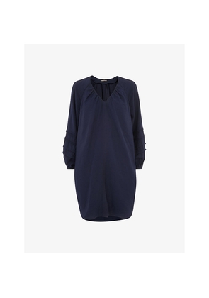 Womens Whistles Grace V-Neck Relaxed-Fit Woven Mini Dress