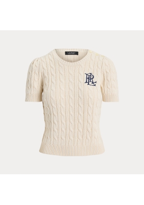 Cable-Knit Cotton Short-Sleeve Jumper