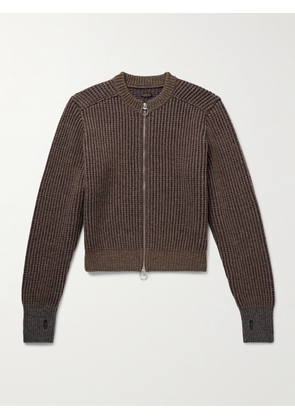 KAPITAL - Cropped Ribbed Wool Zip-Up Cardigan - Men - Brown - 3