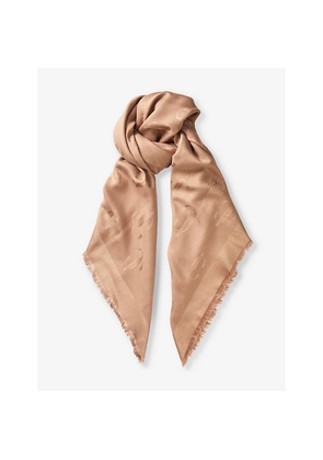 Womens Jimmy Choo Emani Brand-Print Silk-Blend Scarf