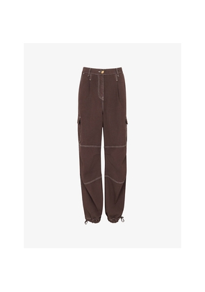 Womens Whistles Lorna Oversized Mid-Rise Stretch-Woven Trousers