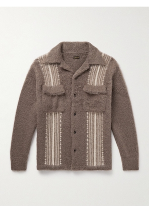 KAPITAL - Camp-Collar Striped Knitted Overshirt - Men - Brown - 3