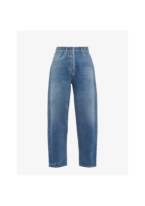 Womens Prada Faded-Wash Relaxed-Fit Tapered-Leg High-Rise Jeans