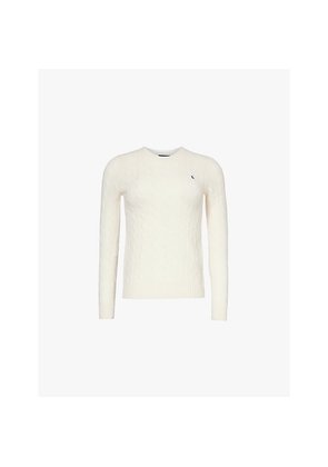 Womens Polo Ralph Lauren Logo-Embroidered Cable-Knit Wool and Cashmere Jumper