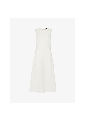 Womens Whistles Lori Side-Ruched Textured Stretch-Cotton Midi Dress