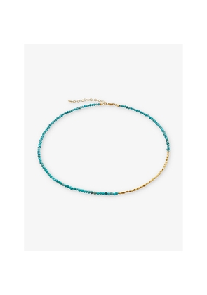 Womens Monica Vinader Mini Nugget 18ct Yellow Gold-Plated Vermeil Sterling-Silver and Turquoise Beaded Necklace