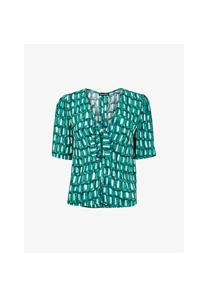 Womens Whistles Linked Smudge Tie-Front Woven Top