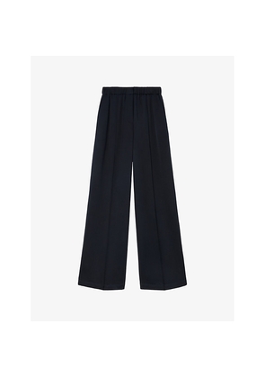 Womens Loewe Anagram-Embroidered Pressed-Crease Mid-Rise Wide-Leg Silk-Blend Pyjama Trousers