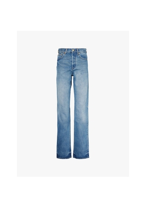 Womens Jacquemus Faded-Wash Straight-Leg Mid-Rise Jeans